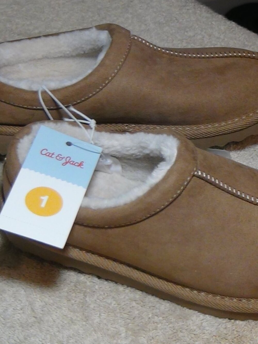 Cat & Jack Kids Nola Suede Faux Slippers Clogs  Brown